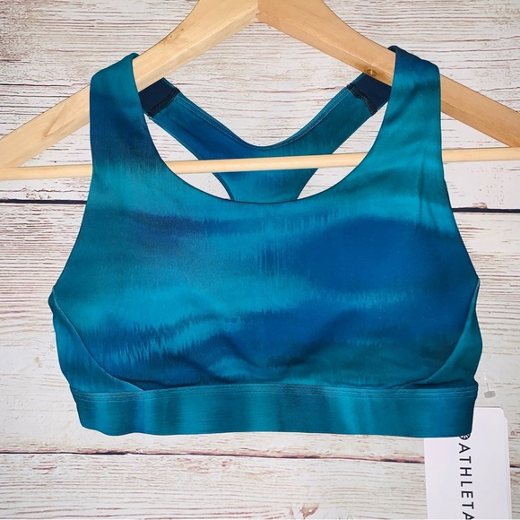 New Athleta Ultimate Printed Racerback Sport Bra Medium Impact Cup D - DD Sz XS - Picture 2 of 7